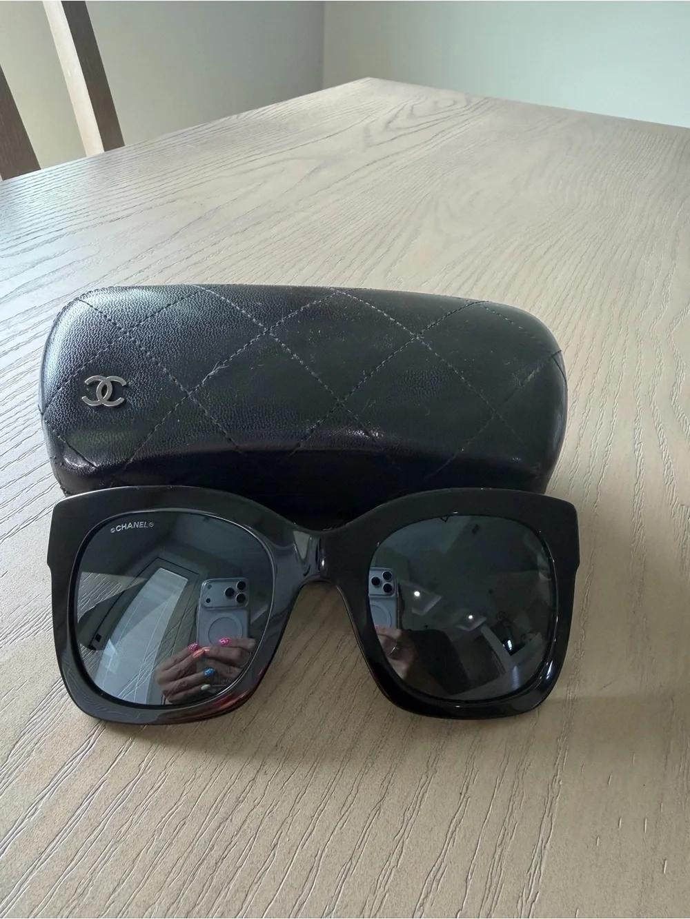 CHANEL Black Gloss Oversized Square Sunglasses